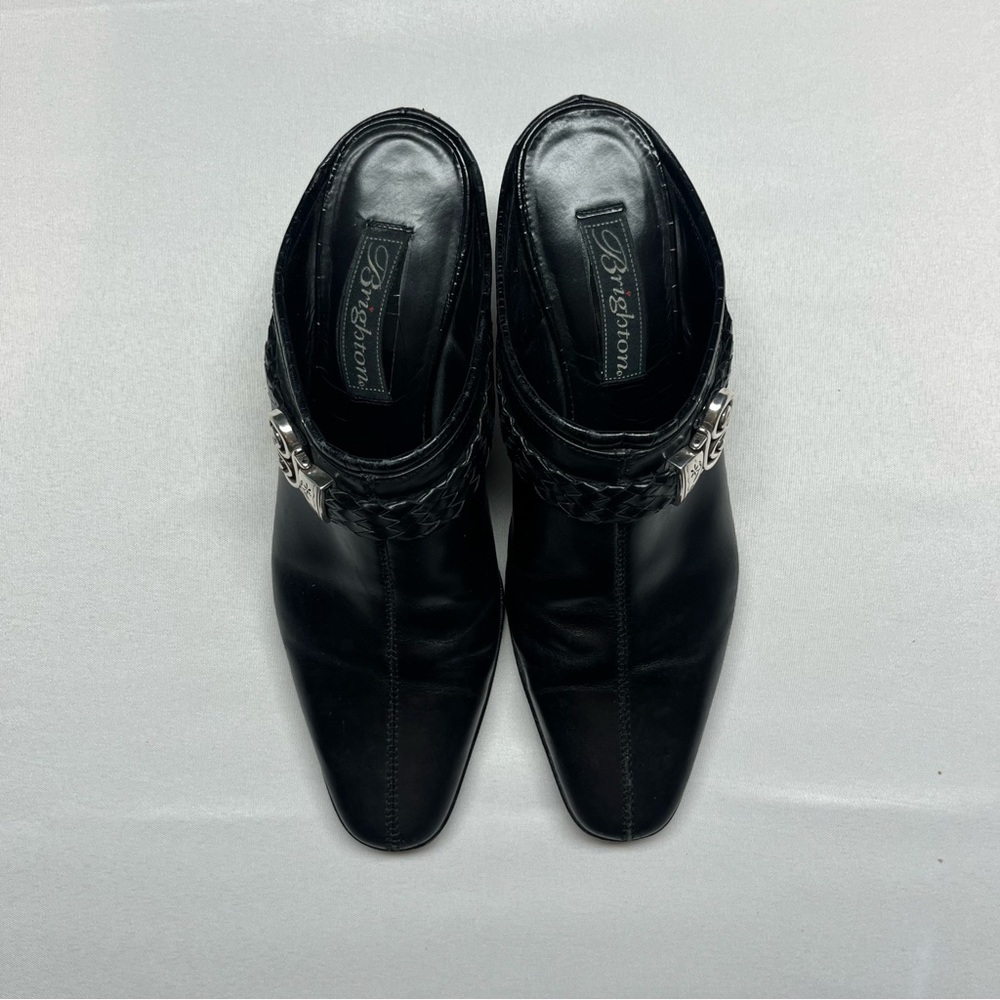 Brighton Western Black Leather Heeled Mules Sz 6.5 - Picture 3 of 9